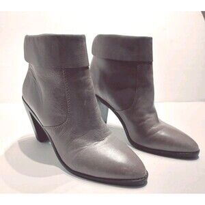 Lucky Brand Nycott Leather Cuffed  Ankle Boots Gray Titanium Women’s Size 7M